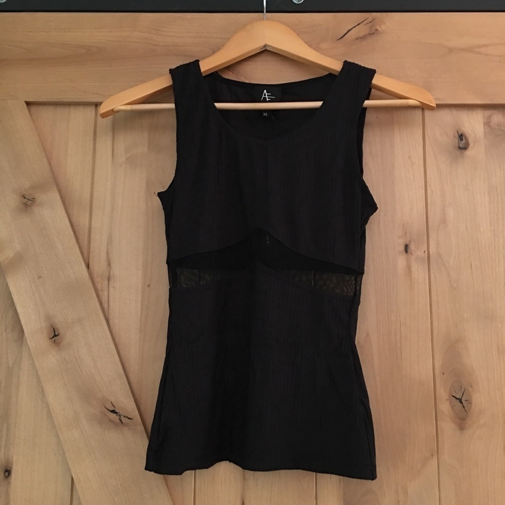 Arianne Elmy Black Mesh Insert Tank Top